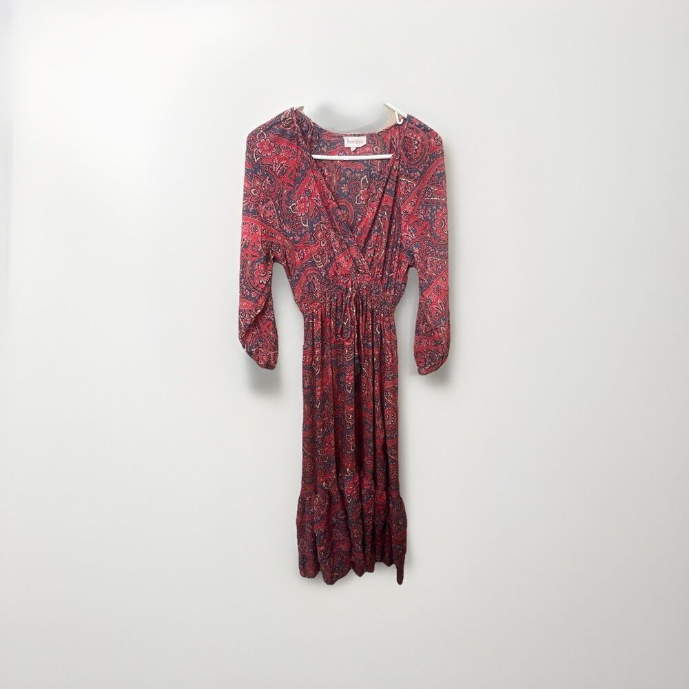 Anthropologie Boemo Maxi Dress M Boho Hippie Peasant Tiered Floral Festival
